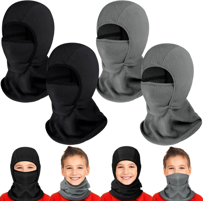 Funtery 4 Pcs Winter Kids Balaclava Face Mask for Boy Girl Warm Windproof Fleece Face Mask for Skiing Cycling Gear - Image 1